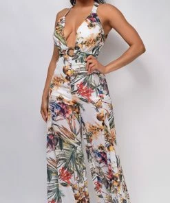 Emprada Celena White Floral Wide Leg Jumpsuit Jumpsuits & Rompers
