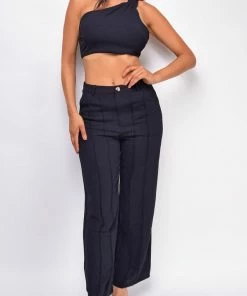 Emprada Shyla Black One Shoulder Top & Wide Leg Pants Set Sets 8 Emprada Shyla Black One Shoulder Top & Wide Leg Pants Set Sets