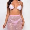 Emprada Bea Pink Jeweled Rhinestone Cover Up Skirt Skirts