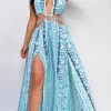 Emprada Up All Night Blue Tie Dye Double Slit Maxi Dress Dresses