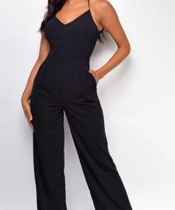 Emprada Naomi Black Lace Back Jumpsuit