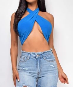 Emprada Laurena Blue Distressed Denim Shorts