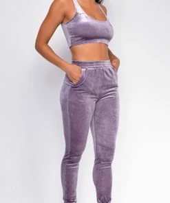 Emprada Bentlee Lavender Purple Velvet Tank Pant Set Velvet Dresses