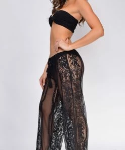 Emprada Long Island Black Mesh Lace Cover Up Pants
