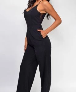 Emprada Naomi Black Lace Back Jumpsuit