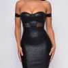 Emprada You Could Never Black Metallic Off Shoulder Bandage Dress Dresses