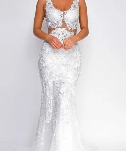 Emprada Dresses Flynn White Beaded Gown