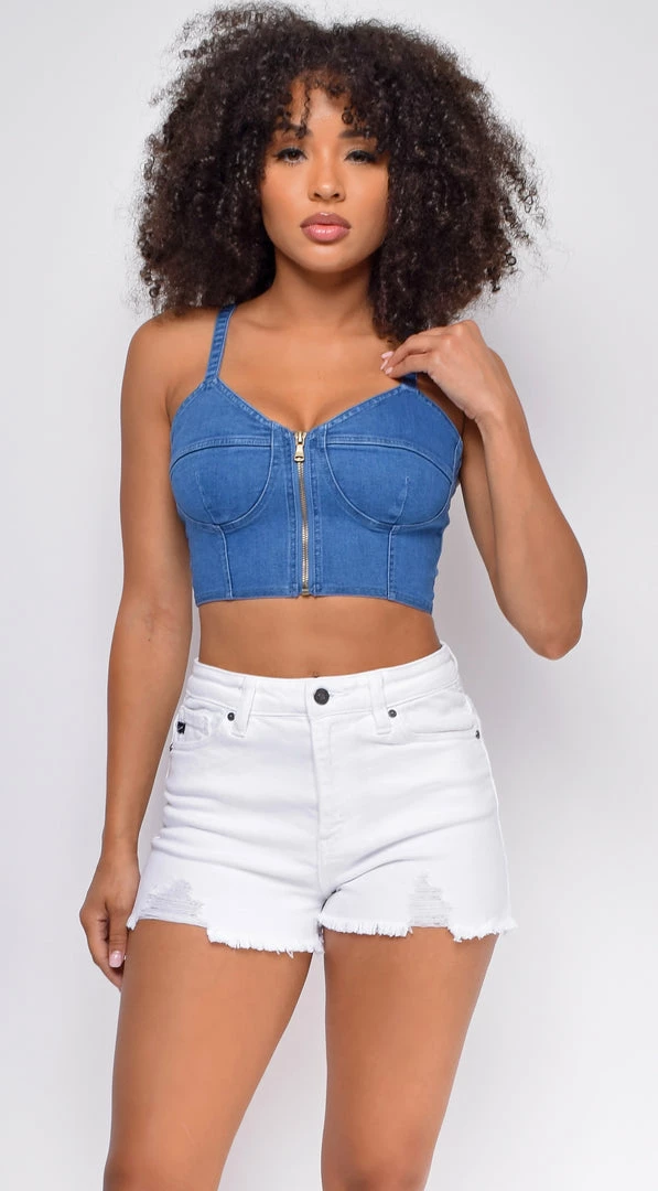 Emprada In Motion White Denim High Waist Frayed Hem Shorts Bottoms 1 Emprada In Motion White Denim High Waist Frayed Hem Shorts Bottoms