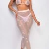 Emprada Swim Primavera Pink Rhinestone Bikini Top & Skirt Coverup Set