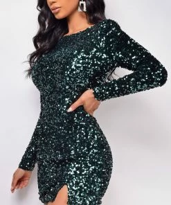 Emprada Prisha Hunter Green Sequin Dress