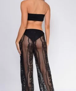 Emprada Long Island Black Mesh Lace Cover Up Pants
