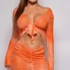 Emprada Amalfi Orange Contrast Print Mesh Top & Skirt Coverup Set