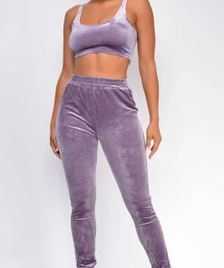 Emprada Bentlee Lavender Purple Velvet Tank Pant Set Velvet Dresses