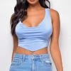 Emprada Tops Ariella Blue Cowl Neck Crop Top