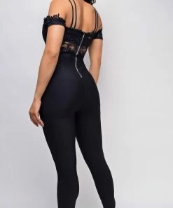 Emprada Gloriana Black Lace Bandage Jumpsuit 5 Emprada Gloriana Black Lace Bandage Jumpsuit