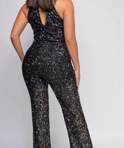 Emprada Kallan Black Mock Neck Sequin Jumpsuit Jumpsuits & Rompers 5 Emprada Kallan Black Mock Neck Sequin Jumpsuit Jumpsuits & Rompers
