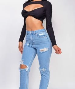 Emprada Ashlyn Black Cut Out Long Sleeve Crop Top Tops 7 Emprada Ashlyn Black Cut Out Long Sleeve Crop Top Tops