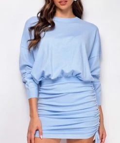 Emprada Leigh Blue Ruched Lounge Dress