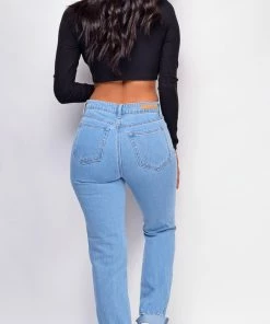 Emprada Ashlyn Black Cut Out Long Sleeve Crop Top Tops