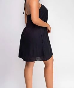 Emprada Kaia Black Halter Flowy Mini Dress