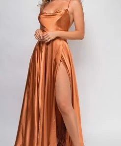Emprada Dresses Penelope Sienna Brown Drape Neck Gown