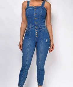 Emprada Easton Blue Denim Jumpsuit Jumpsuits & Rompers