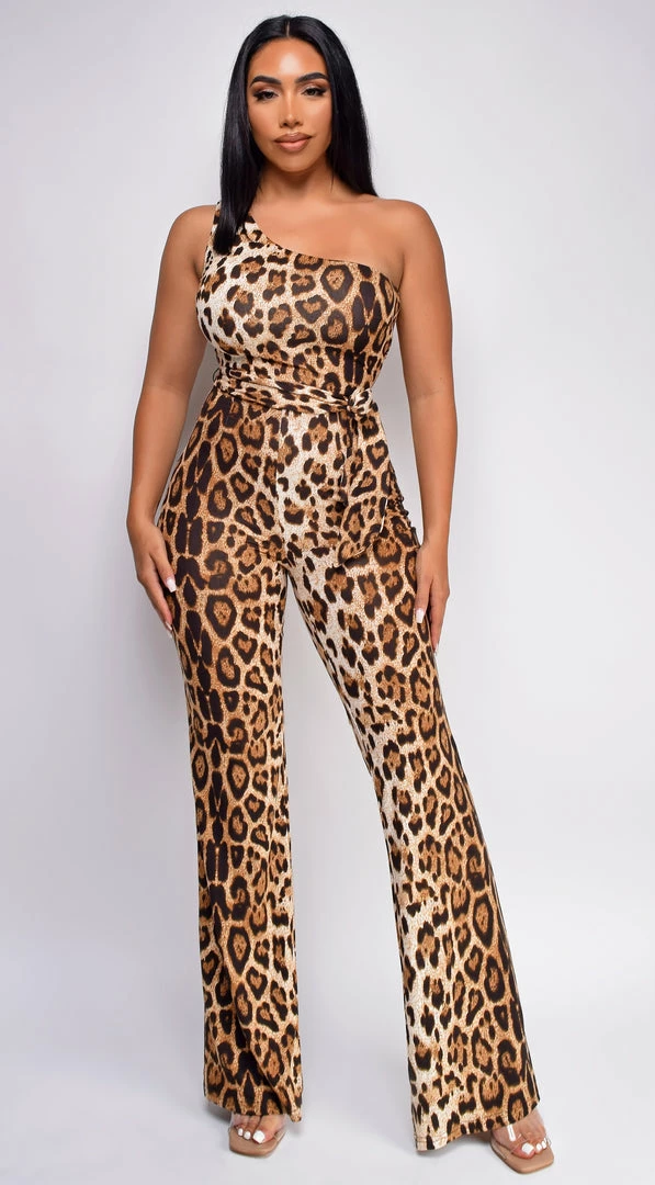 Emprada Aspen Brown Leopard Print One Shoulder Jumpsuit 2 Emprada Aspen Brown Leopard Print One Shoulder Jumpsuit
