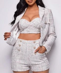 Emprada Spenser White Tweed Blazer Set