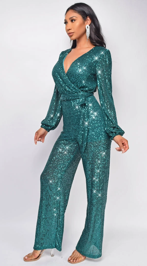 Emprada Zaneta Green Sequin Jumpsuit 1 Emprada Zaneta Green Sequin Jumpsuit