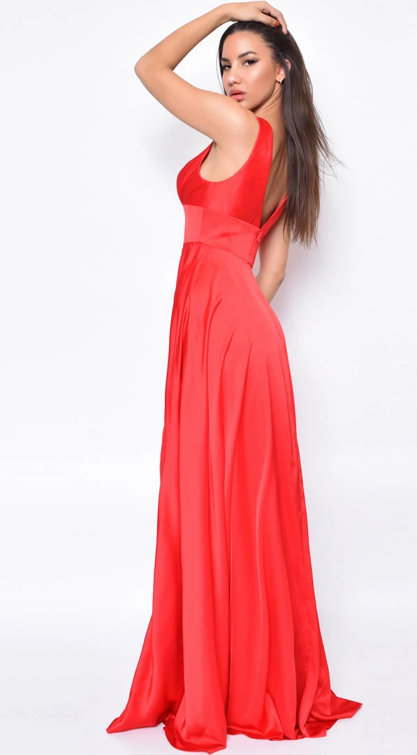 Emprada Dresses Everleigh Red Satin Gown 2 Emprada Dresses Everleigh Red Satin Gown