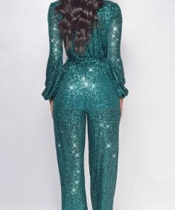 Emprada Zaneta Green Sequin Jumpsuit 7 Emprada Zaneta Green Sequin Jumpsuit