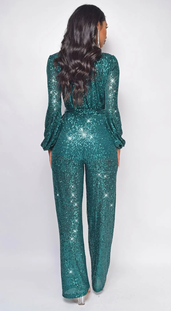 Emprada Zaneta Green Sequin Jumpsuit 4 Emprada Zaneta Green Sequin Jumpsuit