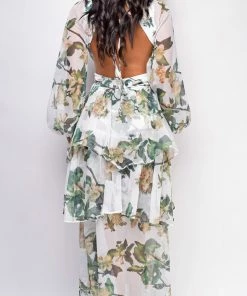 Emprada Elle White Green Floral Maxi Dress 7 Emprada Elle White Green Floral Maxi Dress