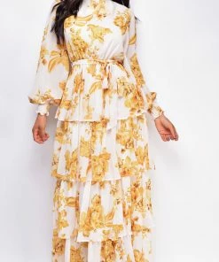 Emprada Dresses Amila White Yellow Floral Maxi Dress 7 Emprada Dresses Amila White Yellow Floral Maxi Dress