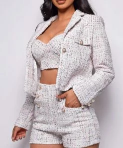 Emprada Spenser White Tweed Blazer Set