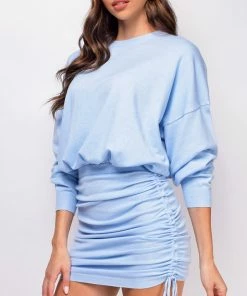 Emprada Leigh Blue Ruched Lounge Dress