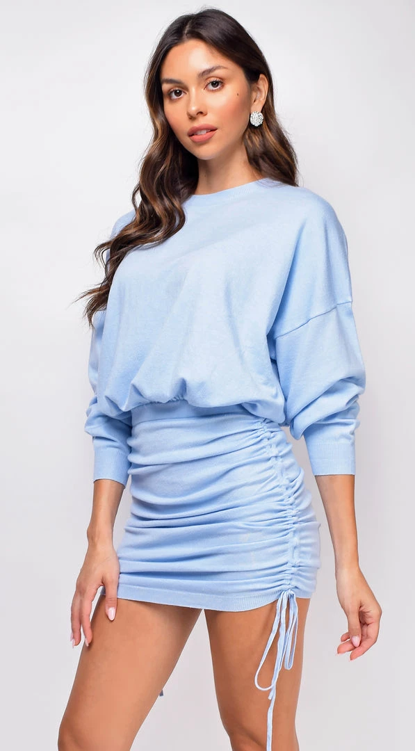 Emprada Leigh Blue Ruched Lounge Dress 2 Emprada Leigh Blue Ruched Lounge Dress