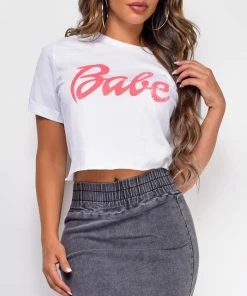 Emprada Babe White Graphic Tee