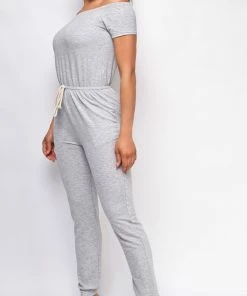 Emprada Rise And Lounge Grey Off Shoulder Jumpsuit Loungewear