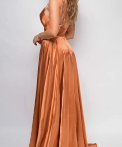 Emprada Dresses Penelope Sienna Brown Drape Neck Gown