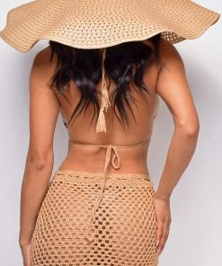 Emprada Oversized Beige Khaki Wide Brim Straw Beach Hat Accessories 5 Emprada Oversized Beige Khaki Wide Brim Straw Beach Hat Accessories