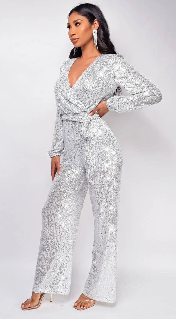 Emprada Jumpsuits & Rompers Zaneta Silver Sequin Jumpsuit 3 Emprada Jumpsuits & Rompers Zaneta Silver Sequin Jumpsuit