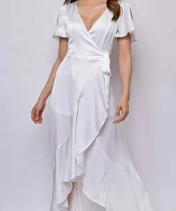 Emprada Loretta White Short Sleeves Maxi Dress Dresses