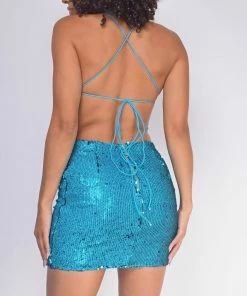 Emprada Cyrille Blue Glitter Sequin Dress Dresses 5 Emprada Cyrille Blue Glitter Sequin Dress Dresses