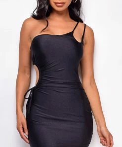 Emprada Dresses Candela Black Double Strap Cut Out Dress