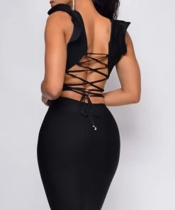 Emprada Dresses Love At First Sight Black Cross Back Bandage Dress 5 Emprada Dresses Love At First Sight Black Cross Back Bandage Dress