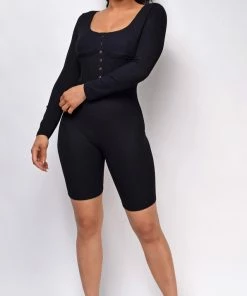Emprada Diego Black Biker Short Romper