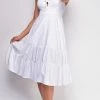 Emprada Dresses Aviva White Front Tie Midi Dress