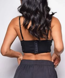 Emprada Tops Amara Black Rhinestone Crop Top