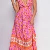 Emprada Dresses Greta Pink Multi Color Floral Print Maxi Dress